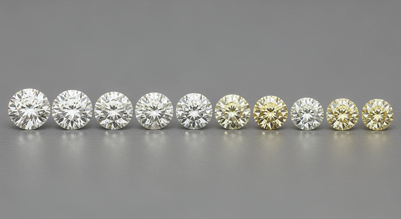 Diamond color grade comparison from D colorless to Z light yellow