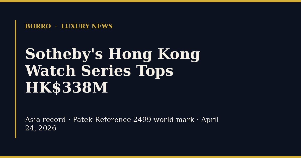 Sotheby's Hong Kong watch auction series April 2026 — record HK$338M total