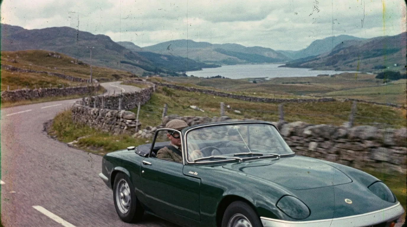 Vintage Lotus classic car editorial — historic British sports car